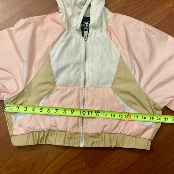 Y2K, Hollister ladies windbreaker, full zip, pink/tan/white hoodie - Picture 10 of 11